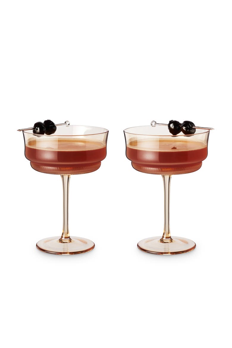 Tulip Coupe Glasses in Amber Set of 2, Main, color, Copper