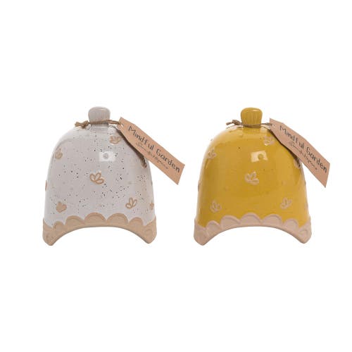 Transpac Small Terracotta Toad House Set Of 2 Spring Home Decorations For Garden And Patio In Yellow