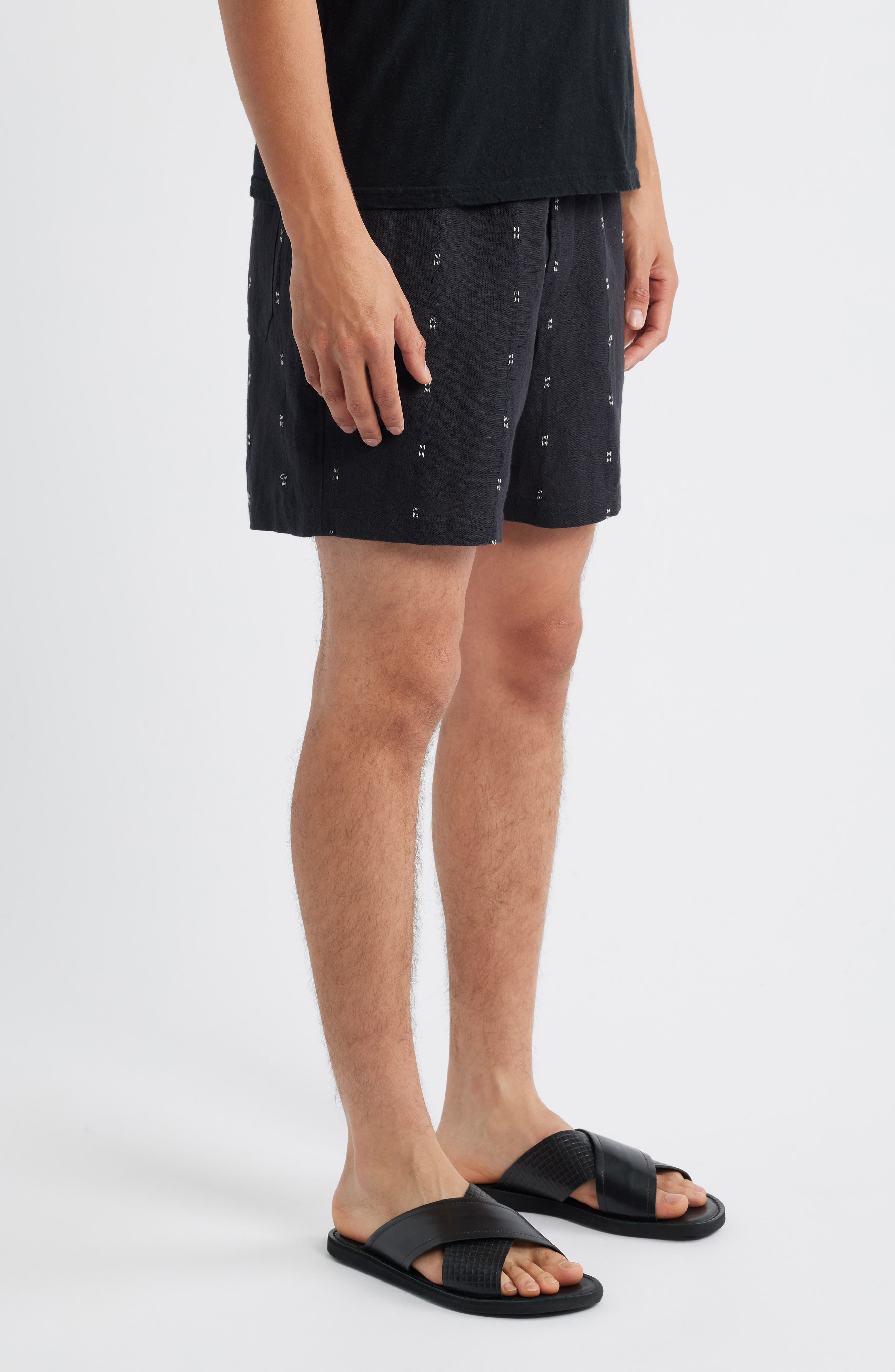 rag & bone Marc Embroidered Cotton & Linen Drawstring Shorts ...