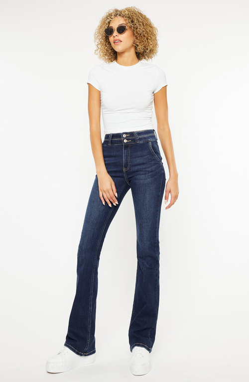 Kancan Matilda High Rise Bootcut Jeans In Blue