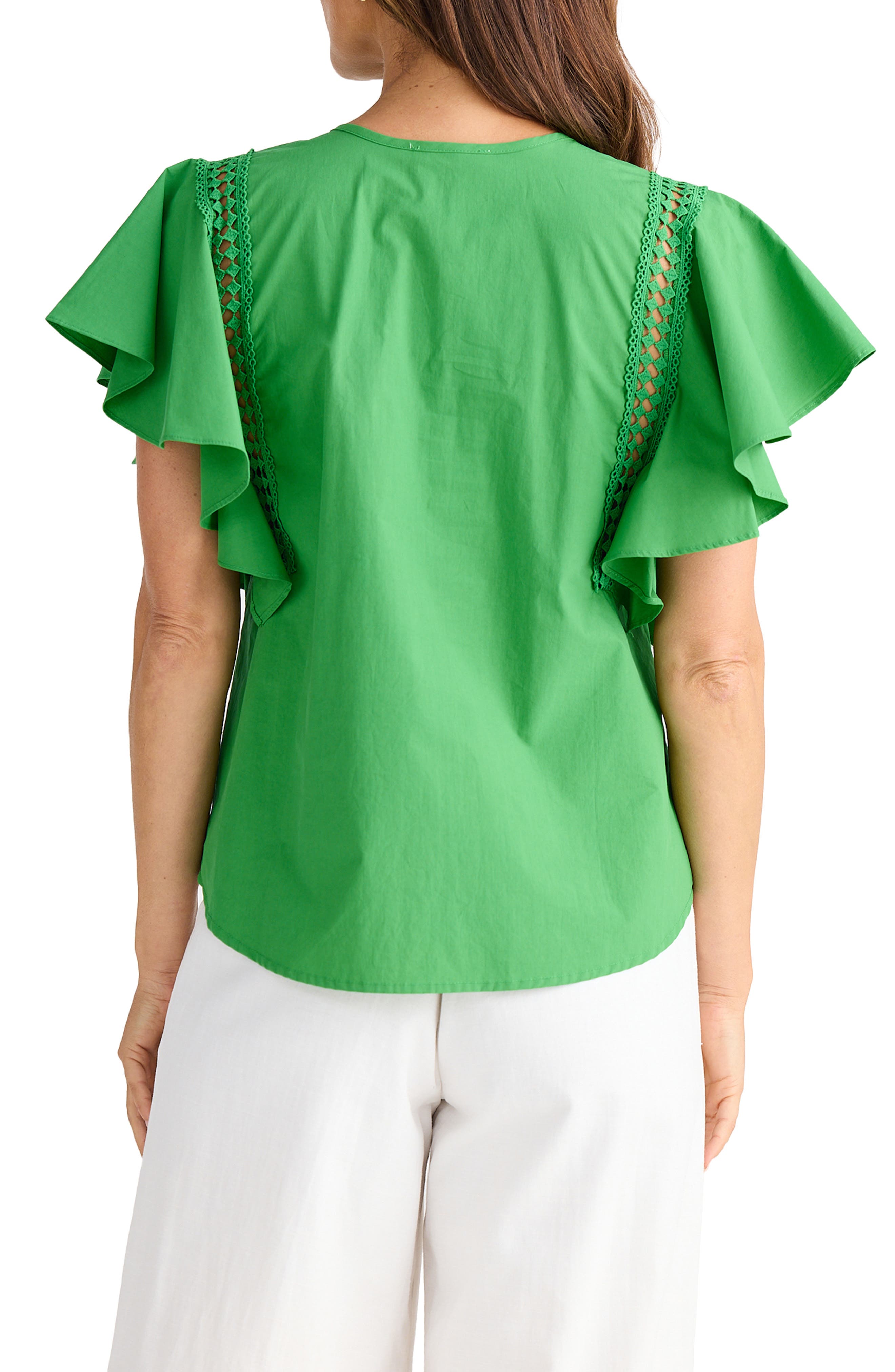 Marcia Flutter Sleeve Cotton Poplin Shirt - image 4