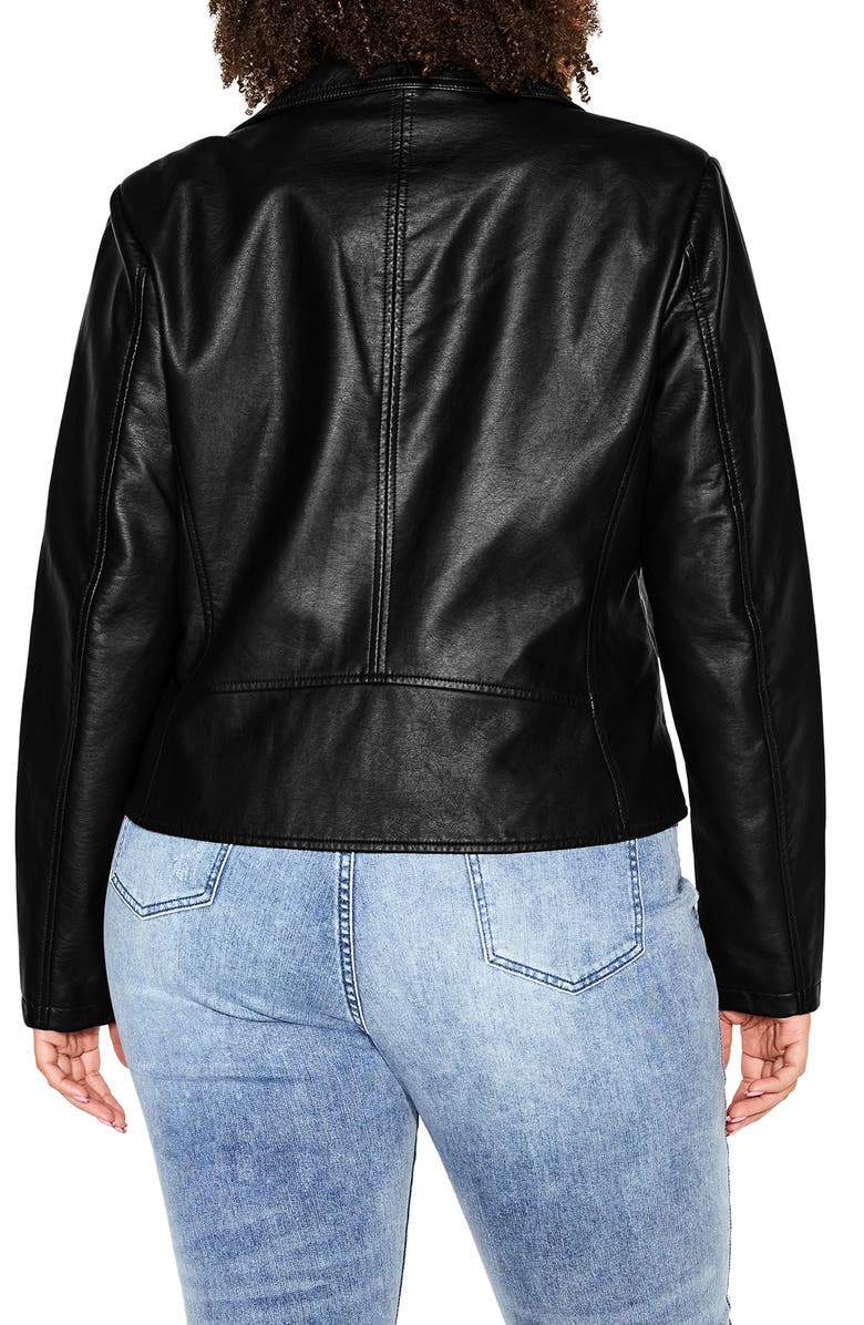 City Chic Aria Faux Leather Moto Jacket, Alternate, color, 