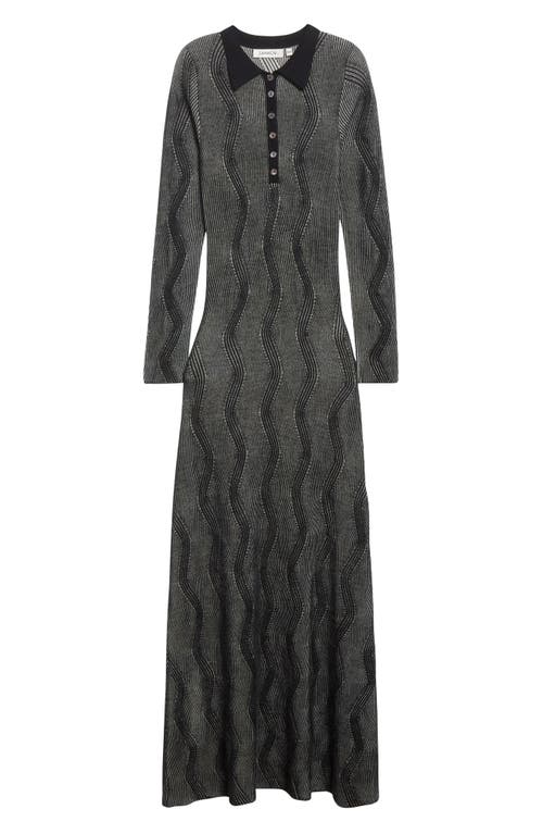 Zankov Mirabelle Long Sleeve Rib Merino Wool Maxi Sweater Dress In Gray