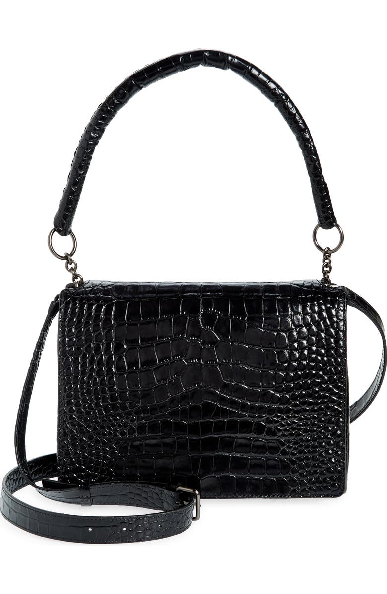 gu-de Medium Fame Croc Embossed Shoulder Bag, Main, color,