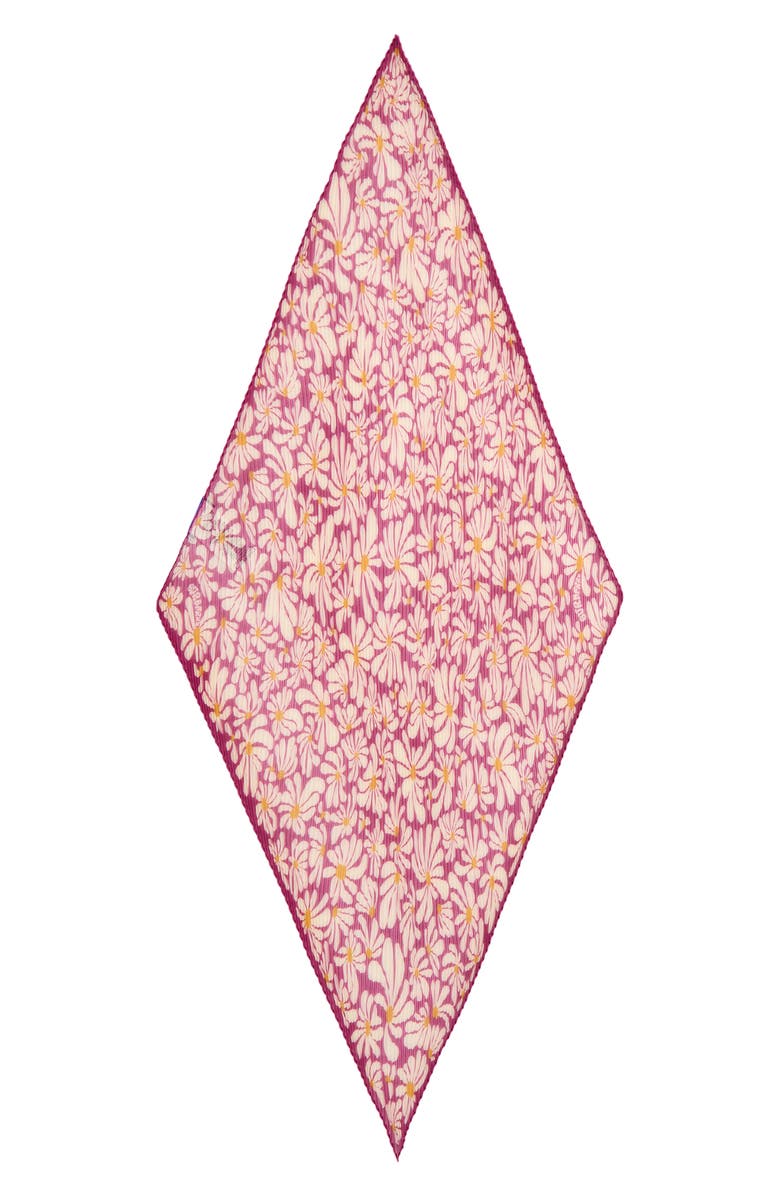 Burberry Daisy Print Plissé Silk Chiffon Diamond Scarf, Main, color, Wisteria Purple