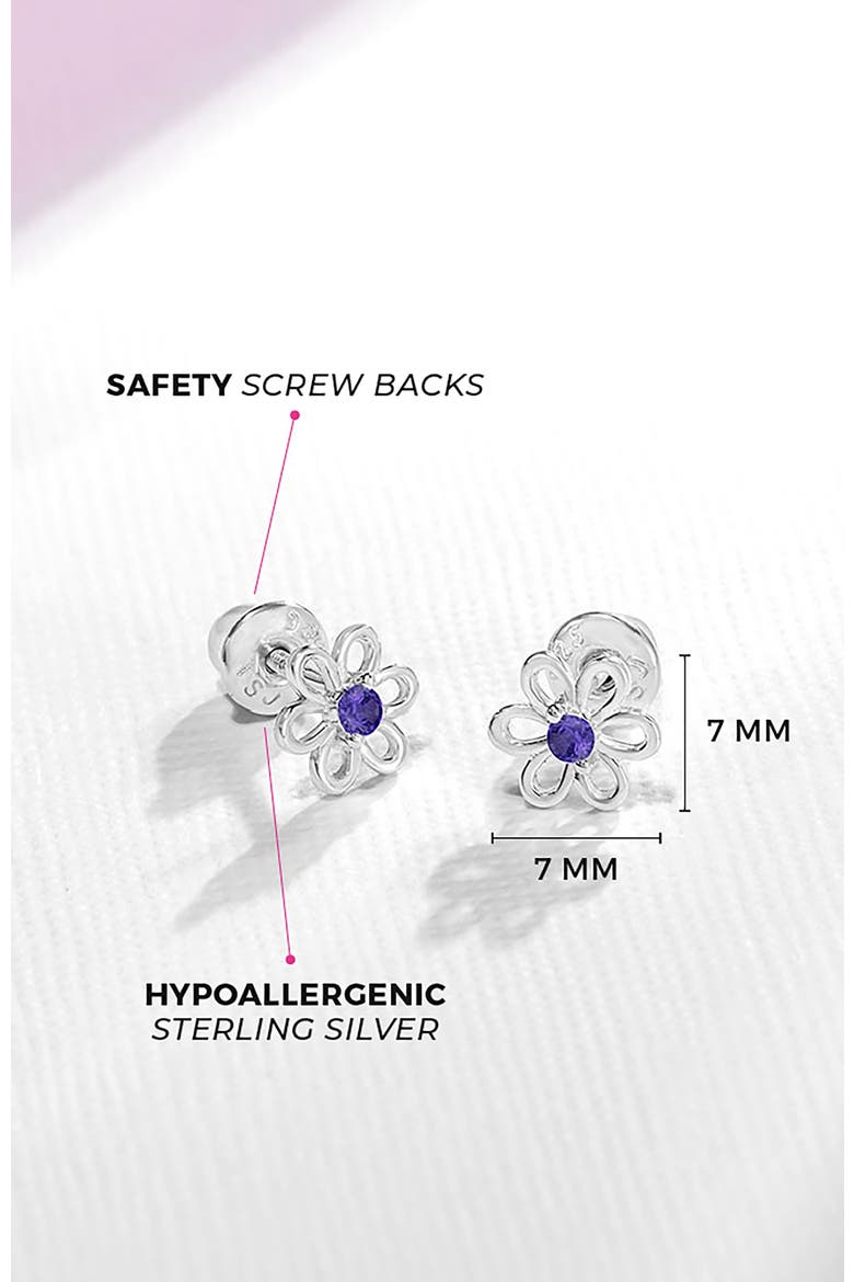 Spring Cubic Zirconia Flower Earrings, Alternate, color, Purple