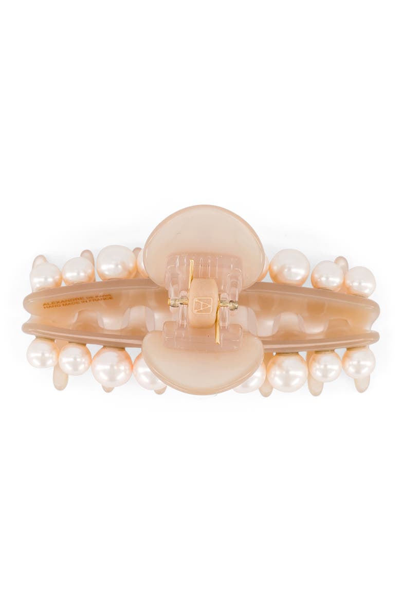 Goncourt aceate and pearls hair clip, Alternate, color, BEIGE