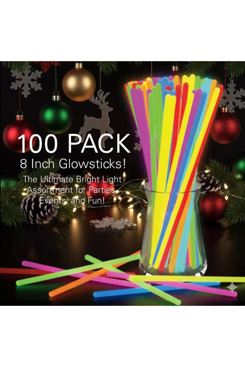 100-Piece Assorted Neon Glow Stick Party Set, Alternate, color, Assorted