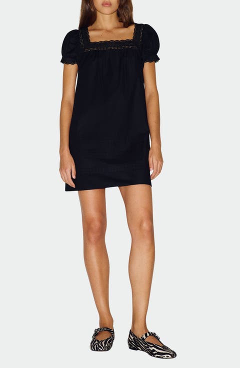 Joliette Eyelet Trim Puff Sleeve Minidress