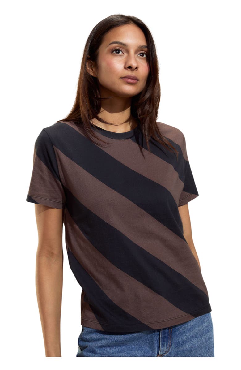 Cynthia Rowley Diagonal Stripe Tee, Alternate, color, Black/Brown