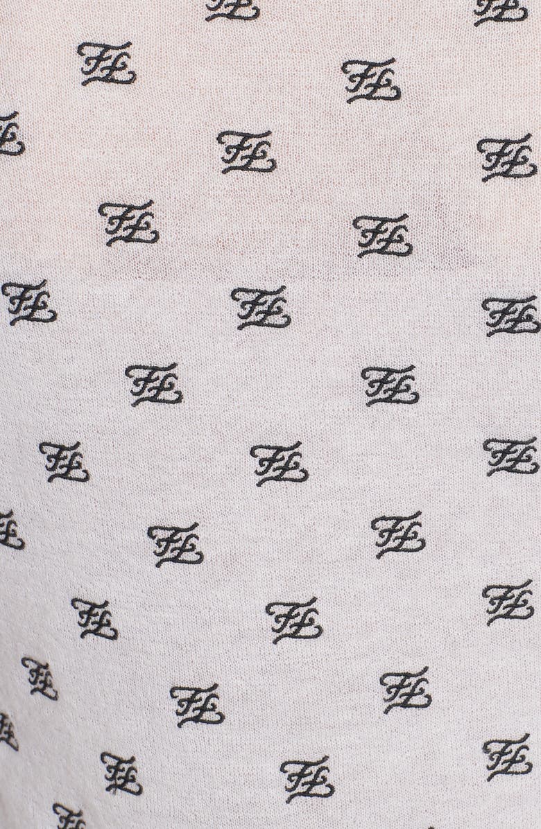 Fendi Logo Embroidered Mesh Sleeve Wool, Silk & Cashmere Sweater, Alternate, color, 