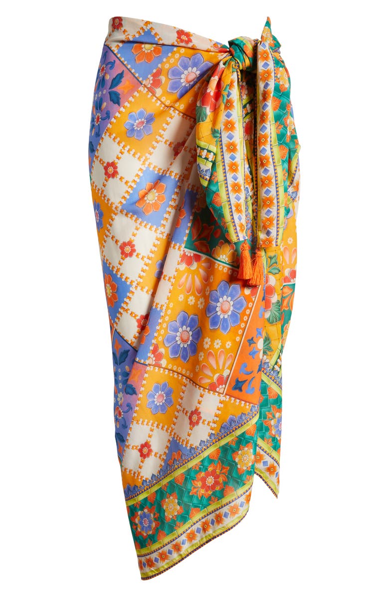 Agua Bendita Marine Tile Cover-Up Pareo, Alternate, color, Multicolor