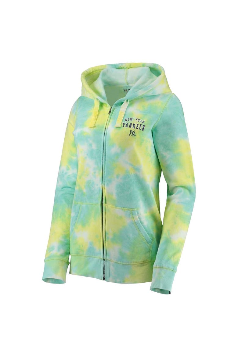 Women's New Era White New York Yankees Tie-Dye Full-Zip Hoodie, Alternate, color, White