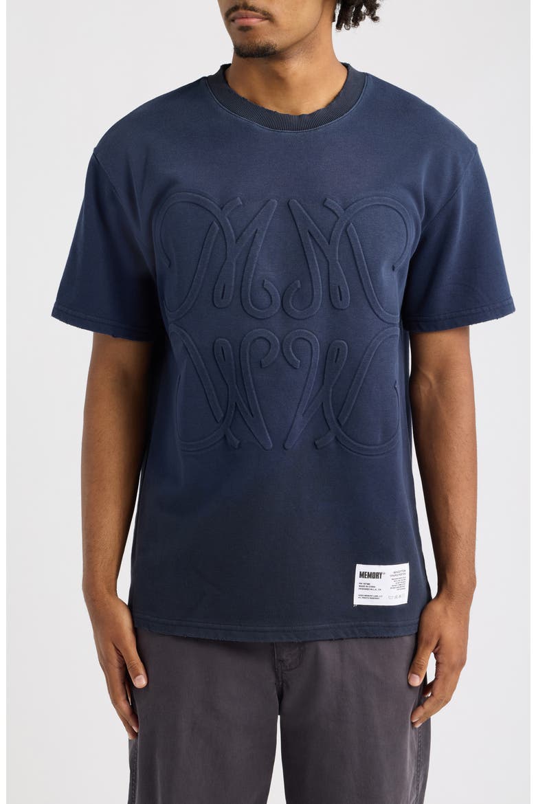 Monogram Embossed Cotton Graphic T-Shirt, Main, color, VINTAGE BLACK