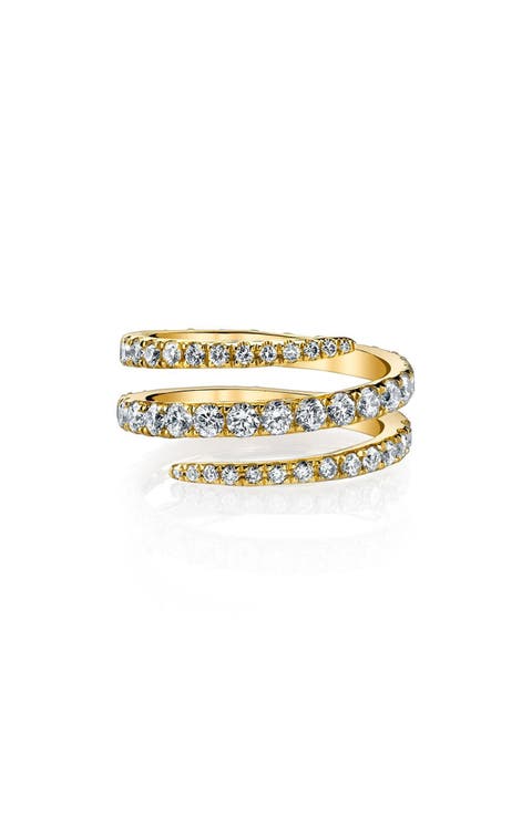 18k Gold Diamond Coil Ring