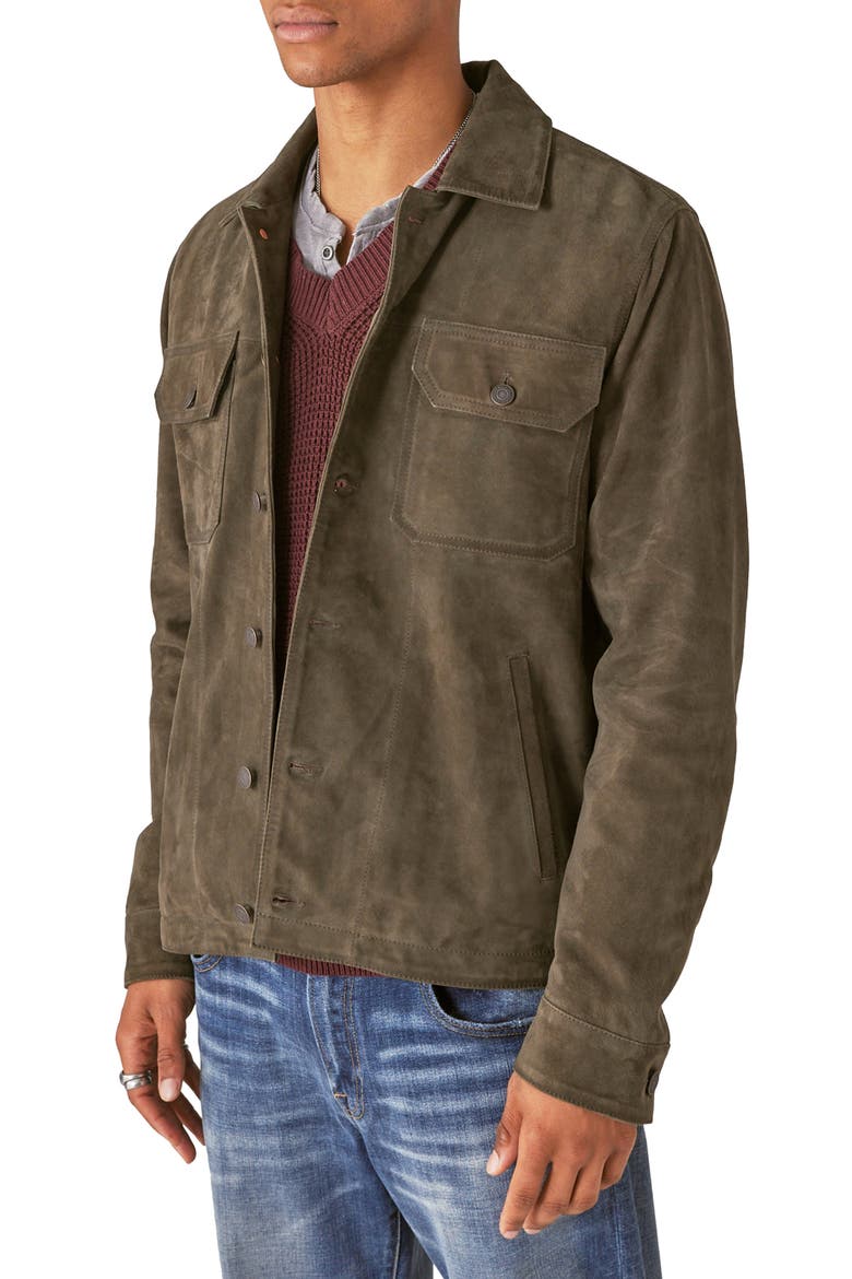 Suede Shirt Jacket, Alternate, color, DARK OLIVE