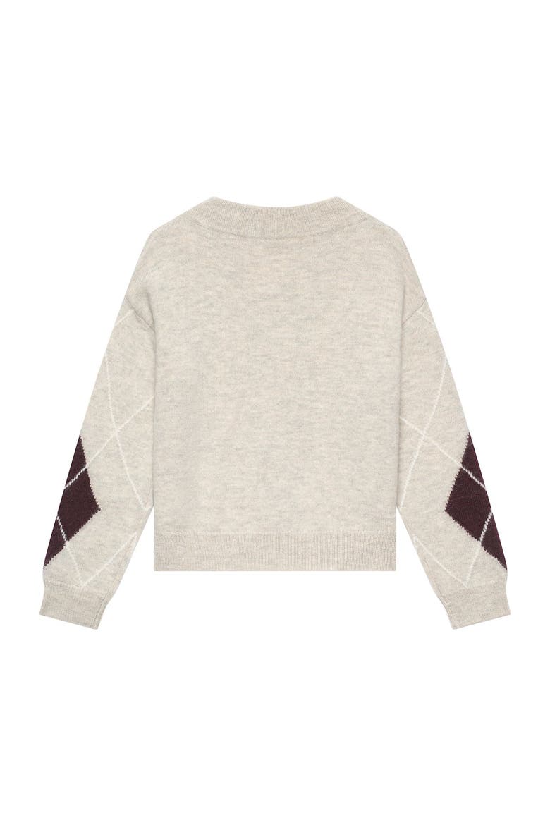 Argyle Knit Jumper Pullover Sweater with Long Sleeve and V-Neck, Alternate, color, Neutral