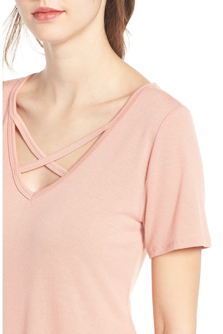 Strap Front Tee, Alternate, color, ROSE DAWN