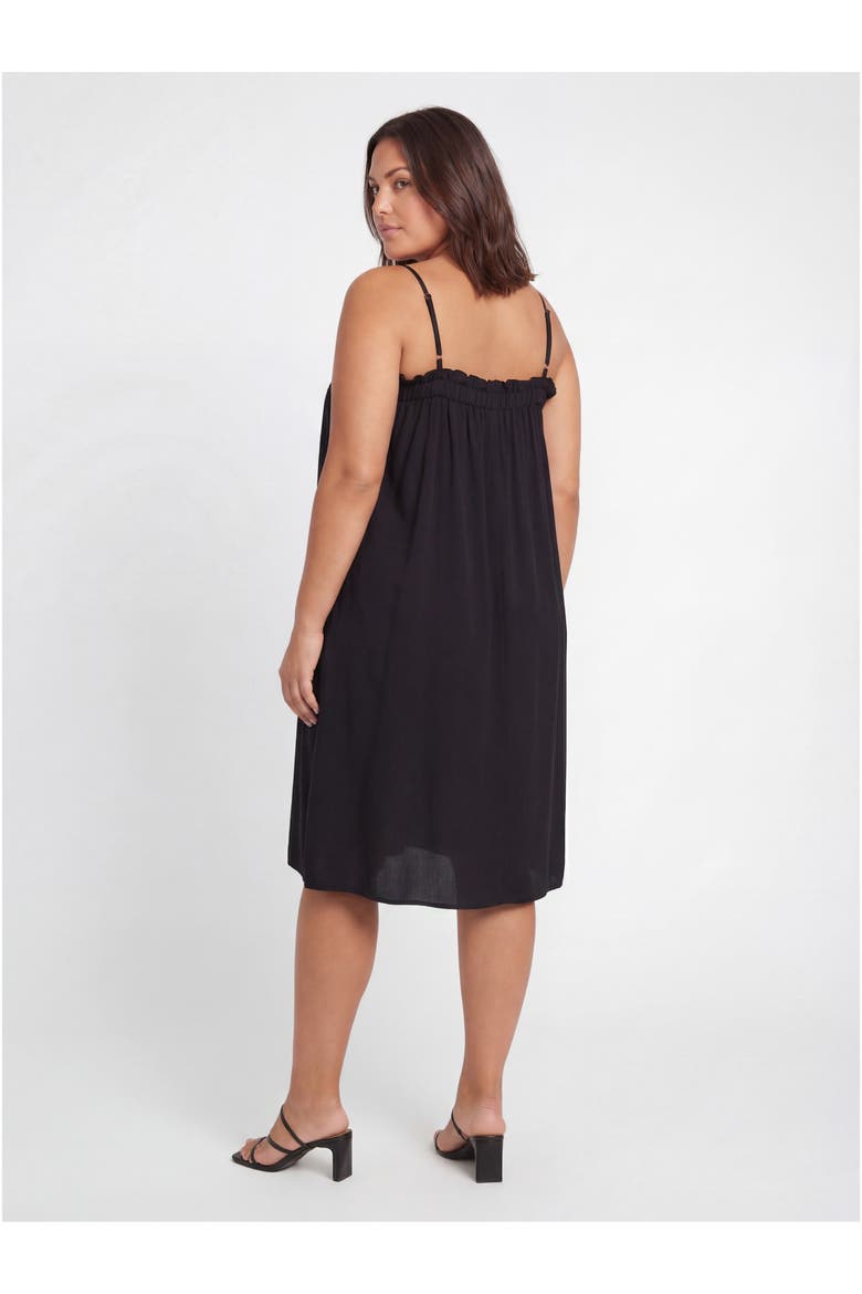 Curvy Essential Spaghetti Strap Smocked Pocket A-Line Maxi Dress, Alternate, color, Black