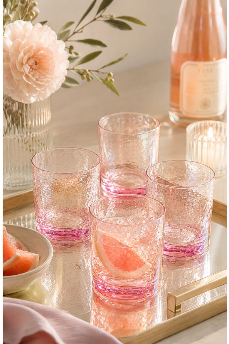 Set of 4 Aperitivo Rock Glasses, Alternate, color, PINK