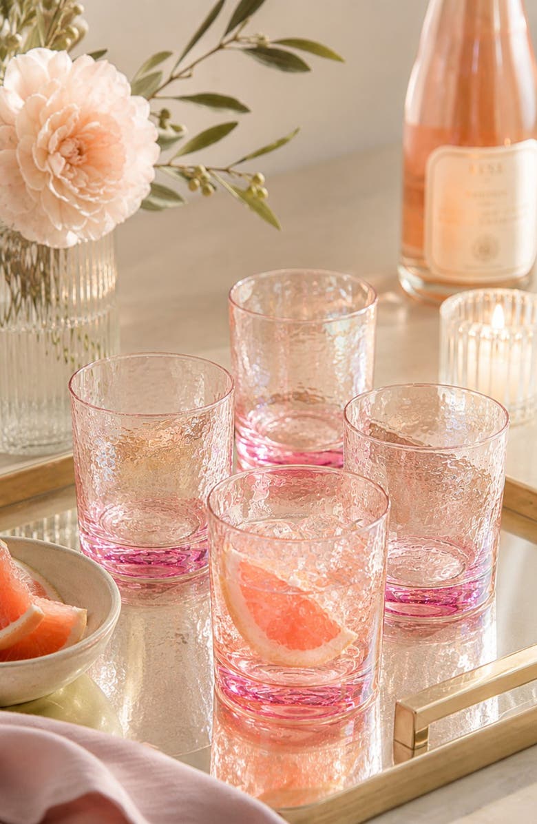 Zodax Set of 4 Aperitivo Rock Glasses, Alternate, color, Pink