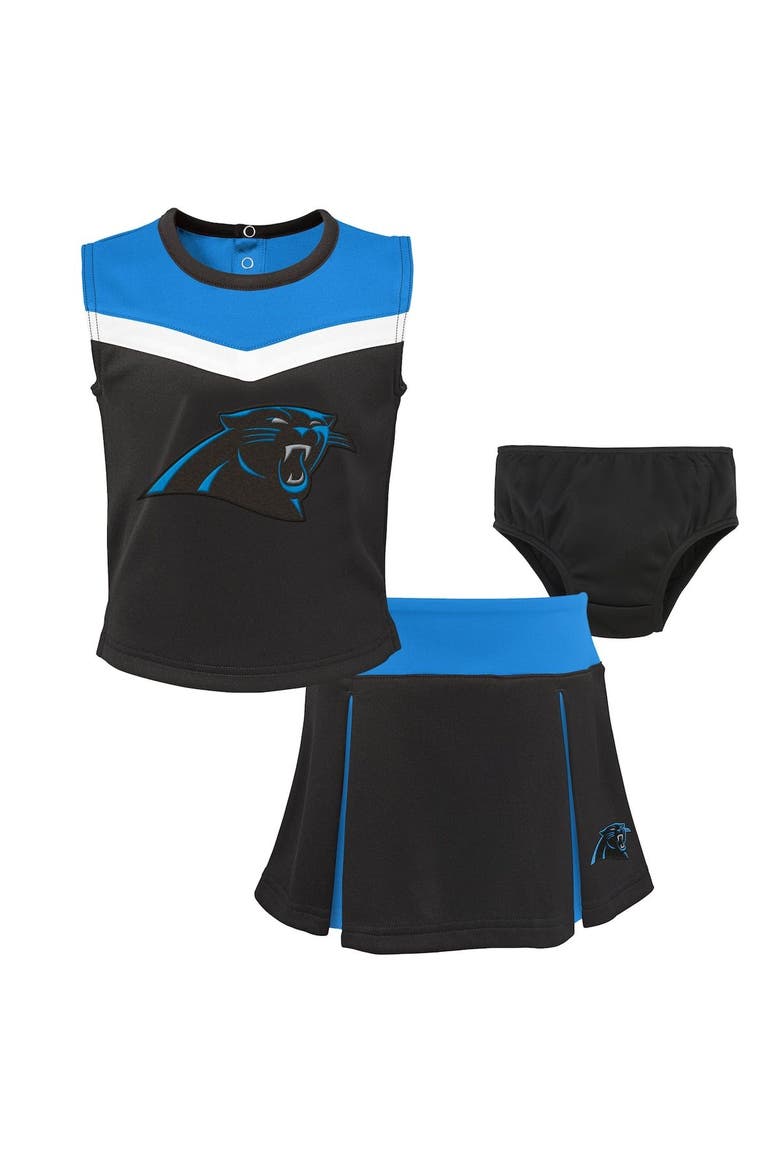 Girls Toddler Black Carolina Panthers Spirit Cheer Two-Piece Cheerleader Set with Bloomers, Main, color, Black