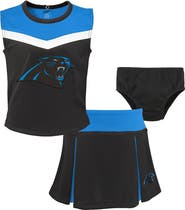 Outerstuff Girls Toddler Black Carolina Panthers Spirit Cheer Two-Piece Cheerleader Set with Bloomers