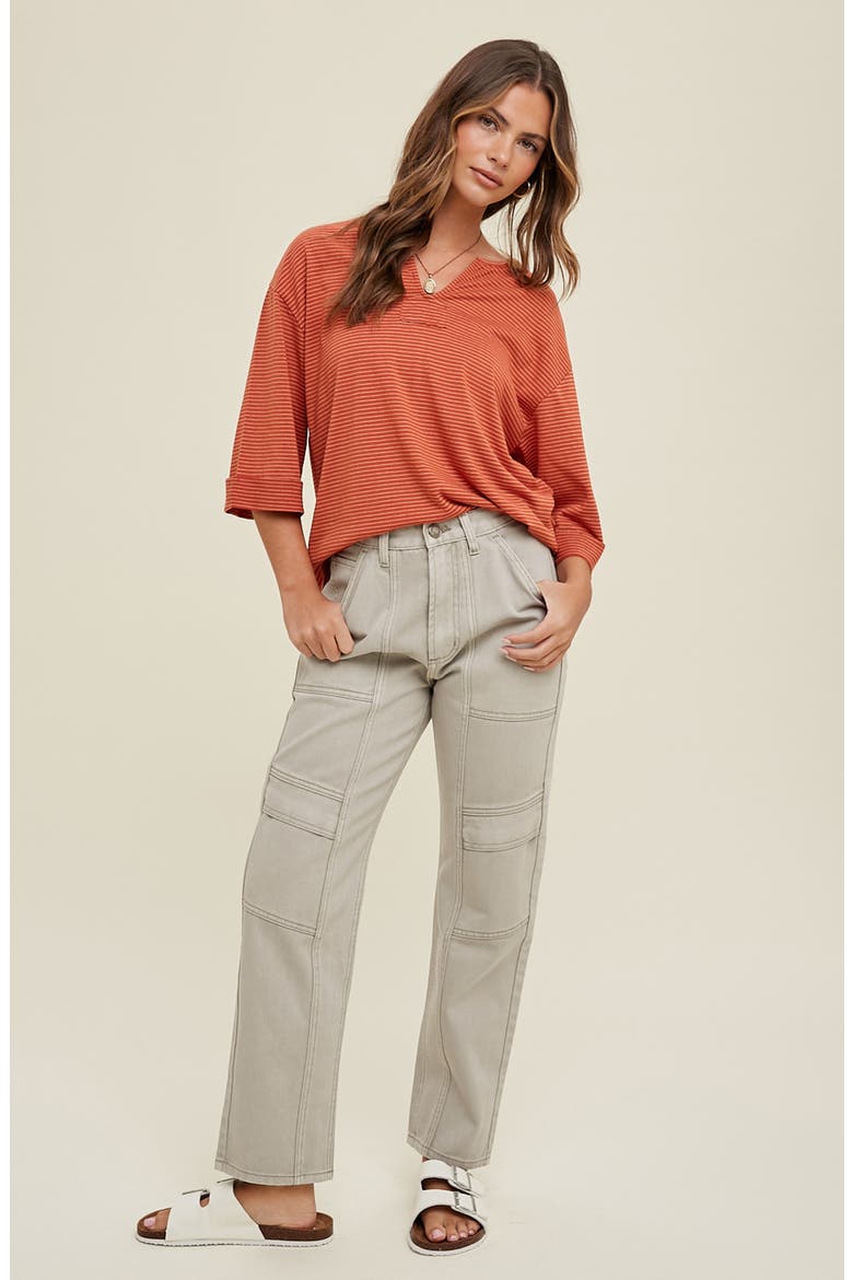 Paneled Cargo Jeans, Alternate, color, STONE