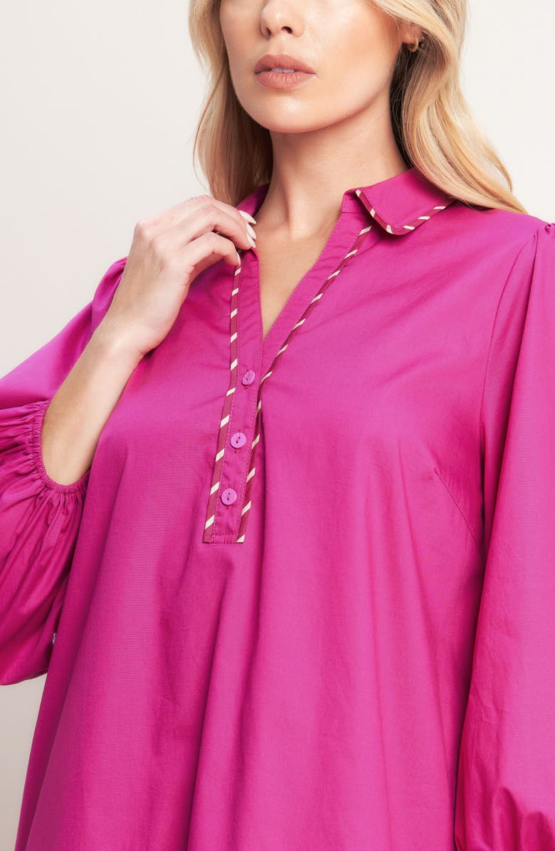 FLYING TOMATO Solid Ruffle Trim Cotton Minidress, Alternate, color, Fuchsia