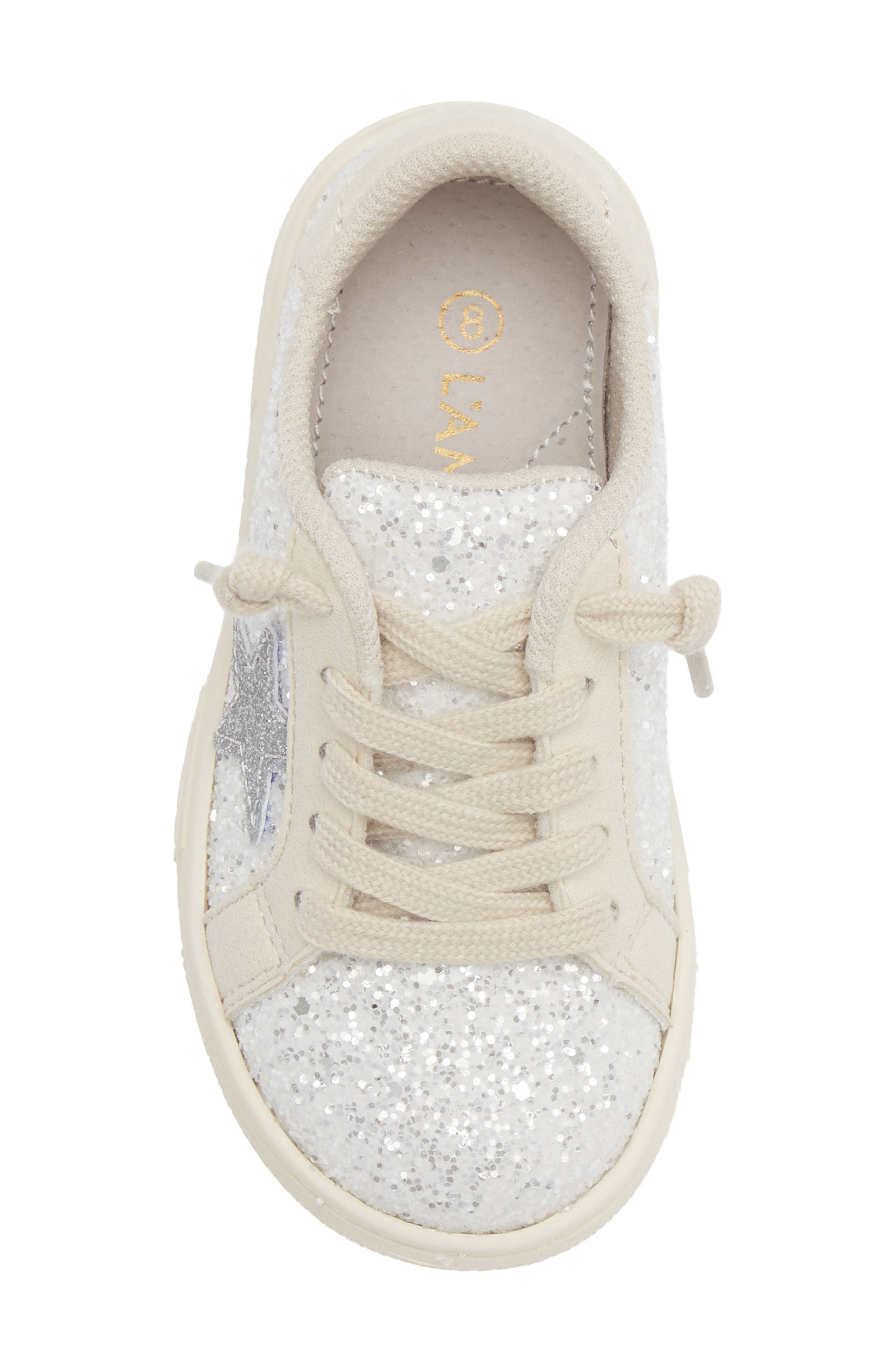L'AMOUR Kids' Kinely Glitter Star Sneaker, Alternate, color, Glitter White