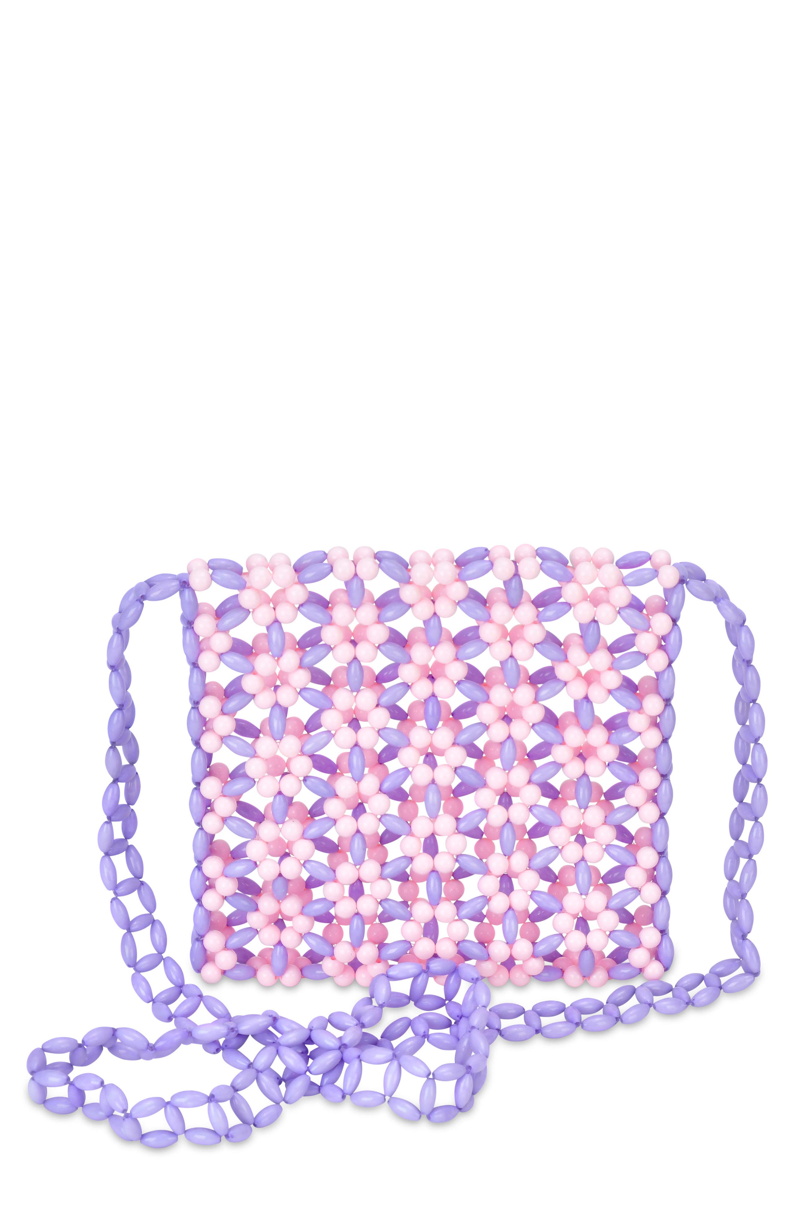 Iscream Kids' Beaded Flower Bag, Main, color, Pink/ Purple