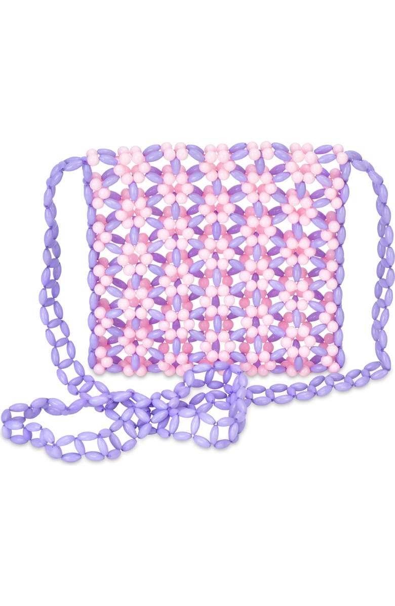 Iscream Kids' Beaded Flower Bag, Main, color, Pink/ Purple