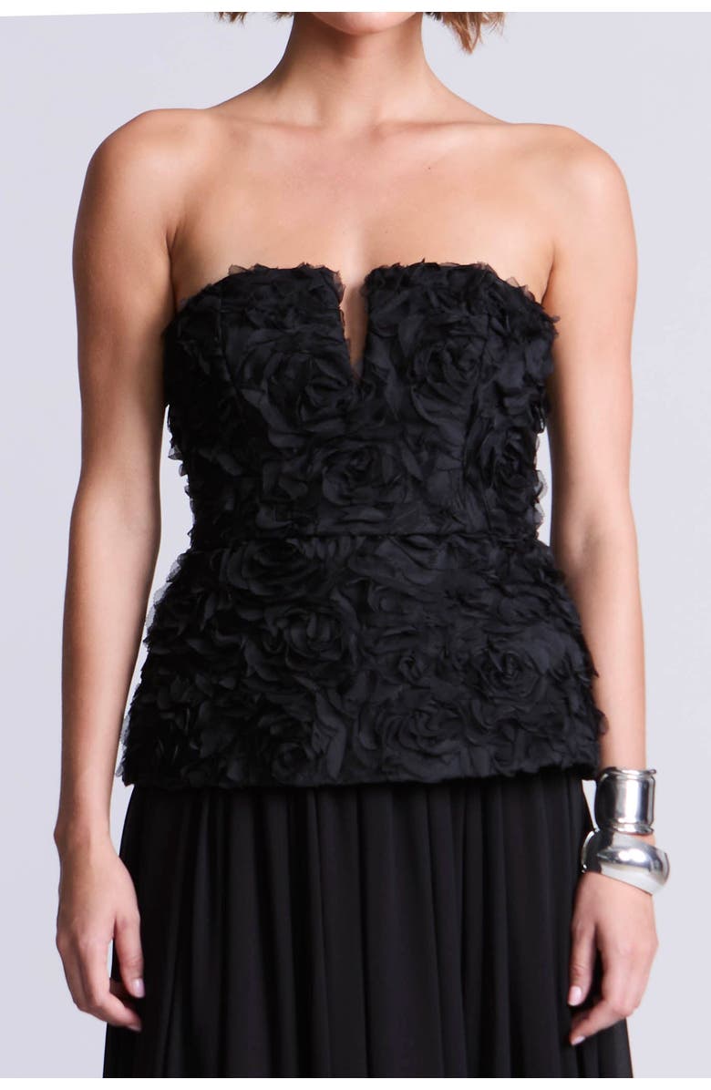 BCBGMAXAZRIA 3D Floral Gown, Alternate, color, Black