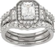 FZN Set of 3 Lab Grown White Sapphire Stackable Rings