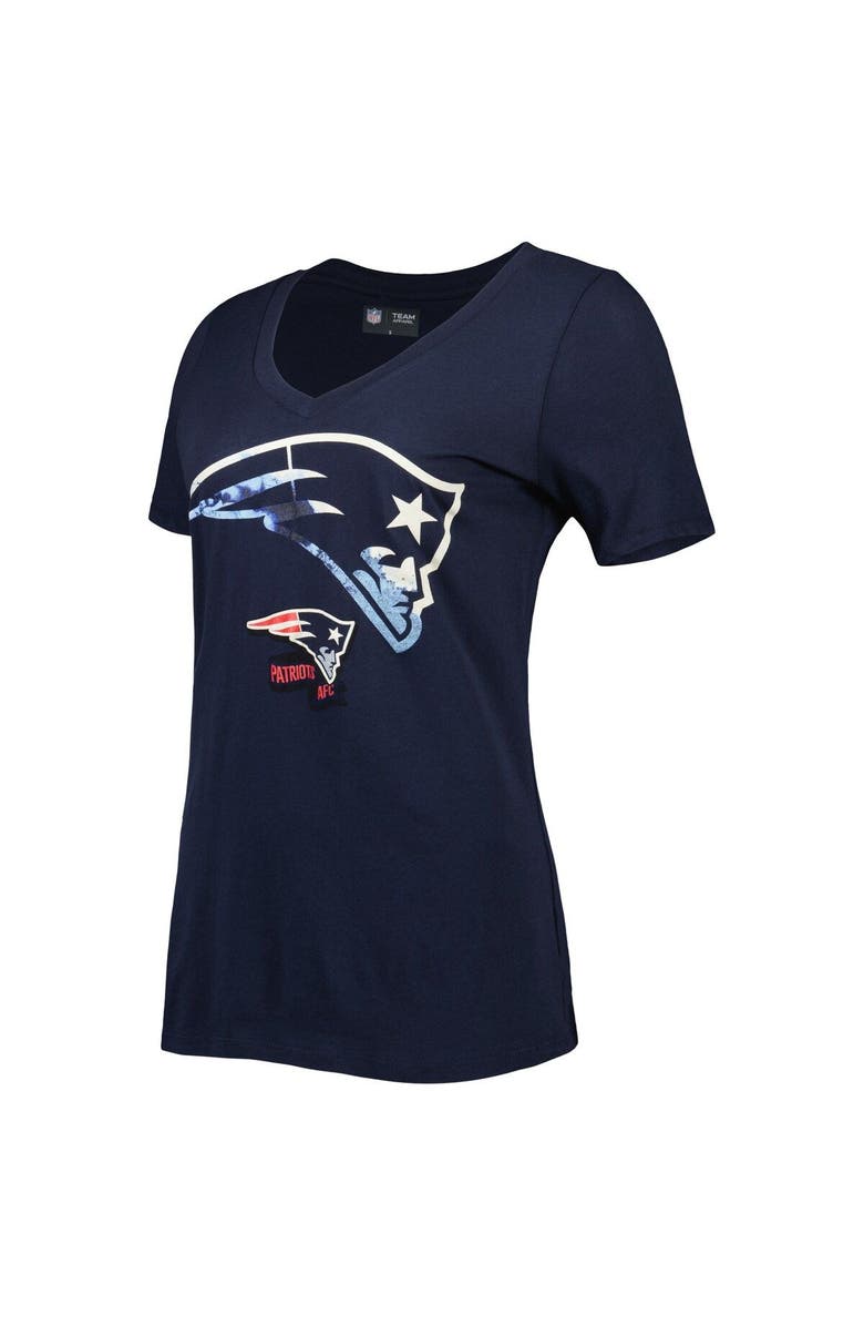 New Era Women's New Era Navy New England Patriots Ink Dye Sideline V-Neck T-Shirt, Alternate, color, 