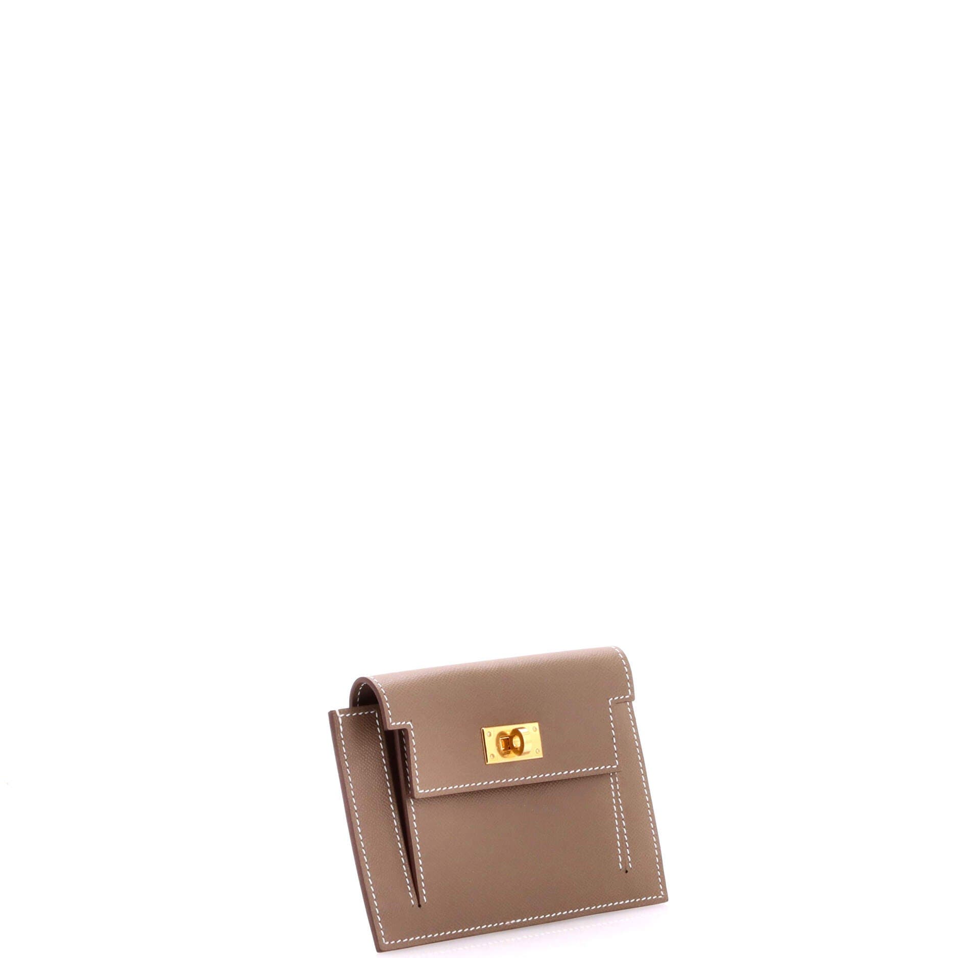 Pre-Owned Hermes Kelly Pocket Compact Wallet Epsom, Alternate, color, Etoupe