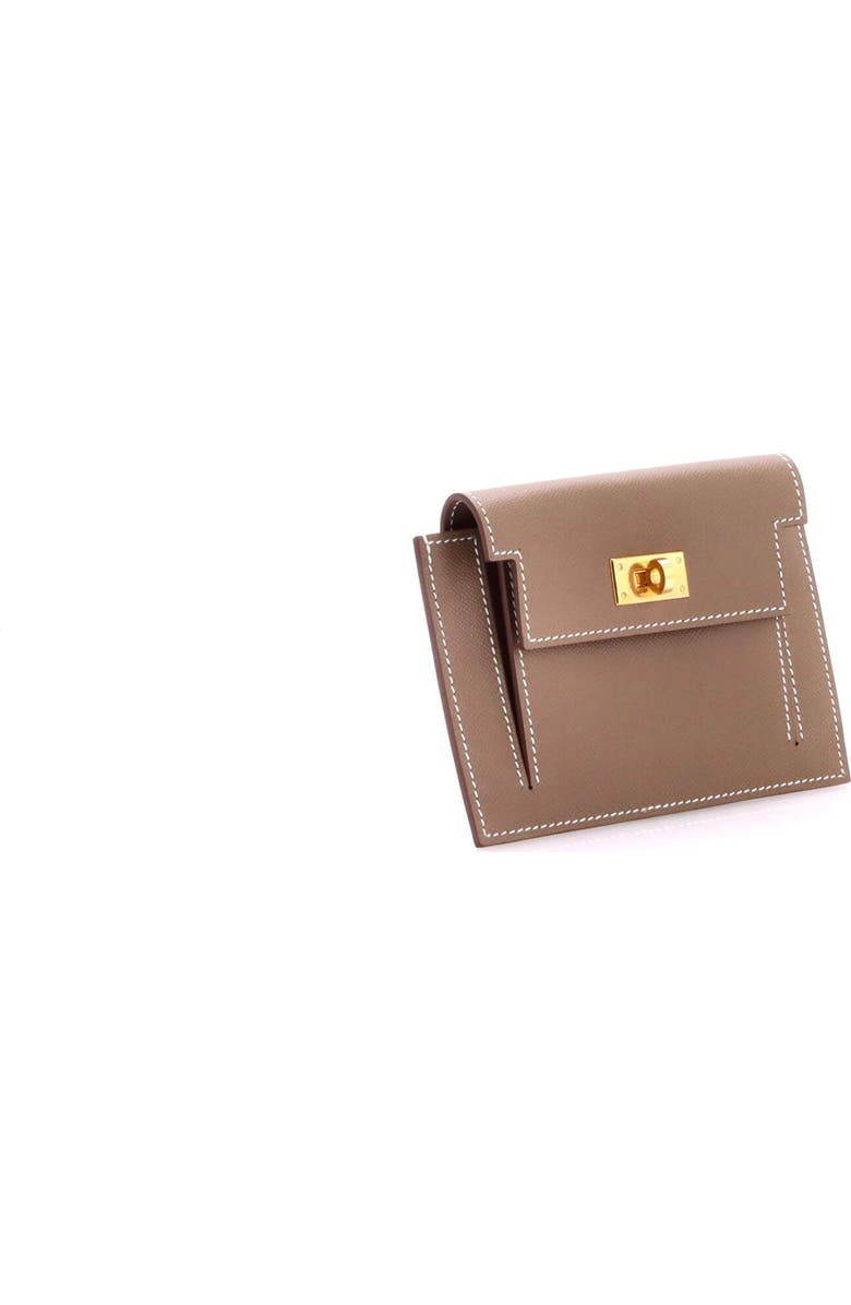 Pre-Owned Hermes Kelly Pocket Compact Wallet Epsom, Alternate, color, Etoupe