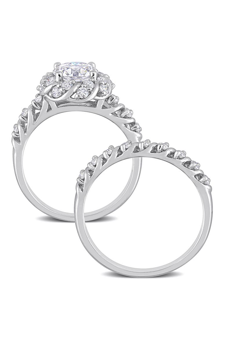 Set of 2 Lab-Created Moissanite Rings, Alternate, color, WHITE/ SILVER