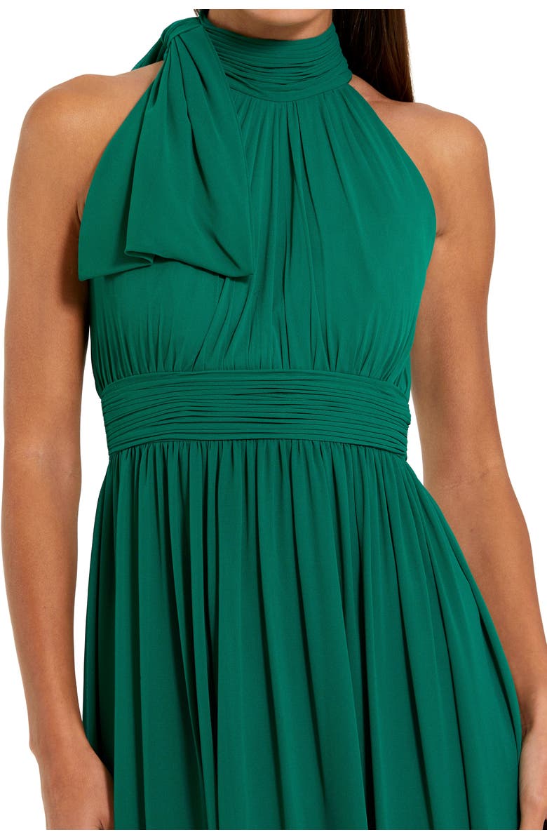 Mac Duggal A Line Chiffon Halter Neck Evening Gown, Alternate, color, Deep Emerald