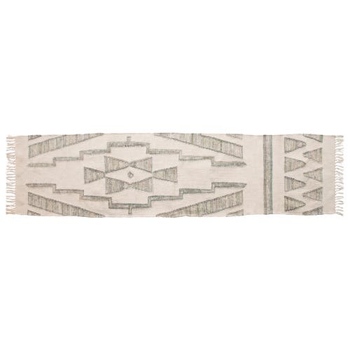 Storied Home Hand Woven Cotton And Wool Kilim Floor Rug With Fringe In Gray