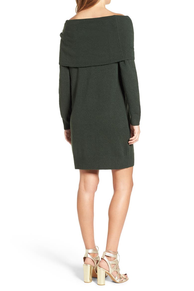 Off the Shoulder Sweater Dress, Alternate, color, GREEN WOOD