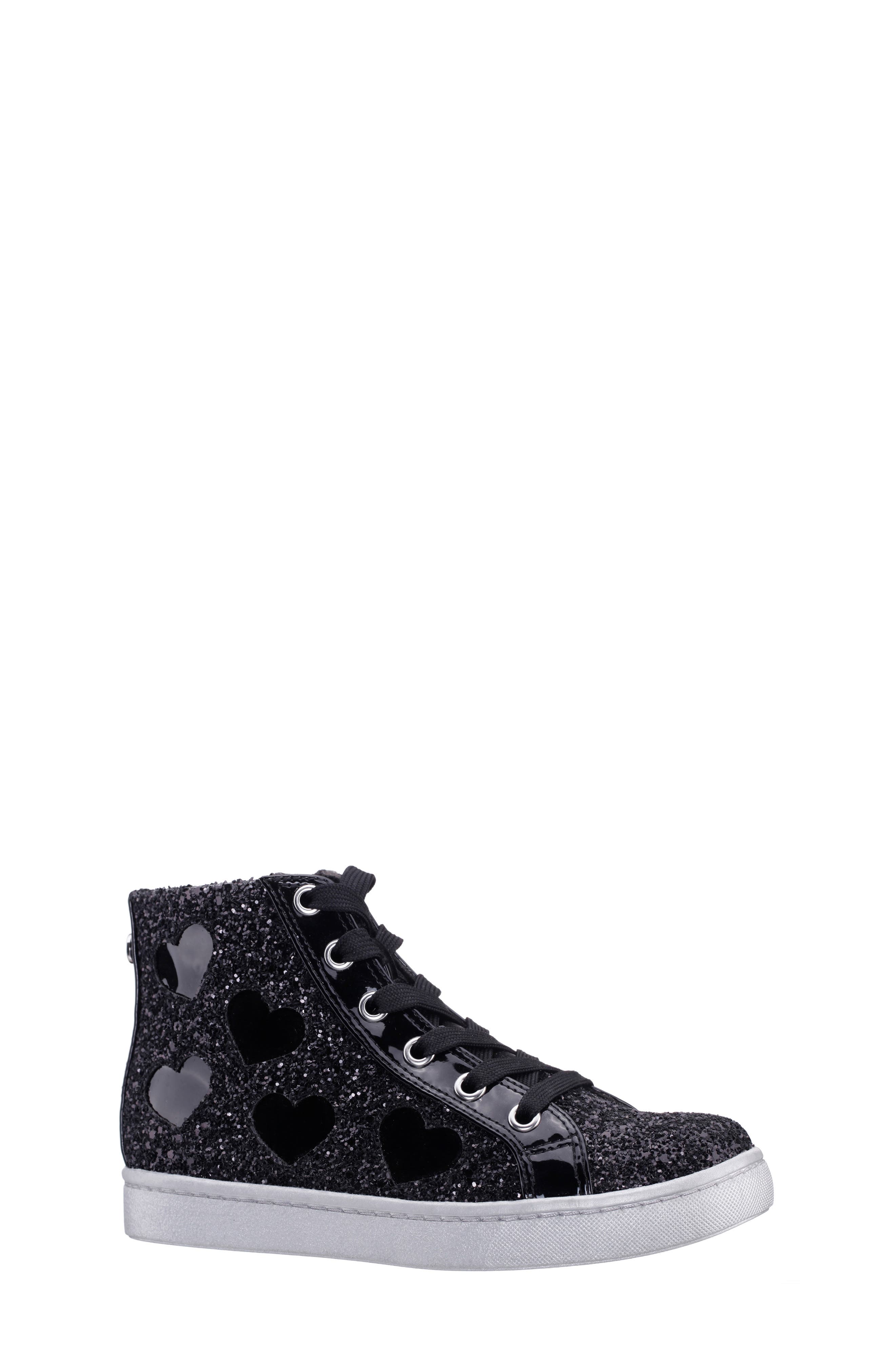 Nina Kids' Cass High Top Sneaker, Main, color, Black Glitter