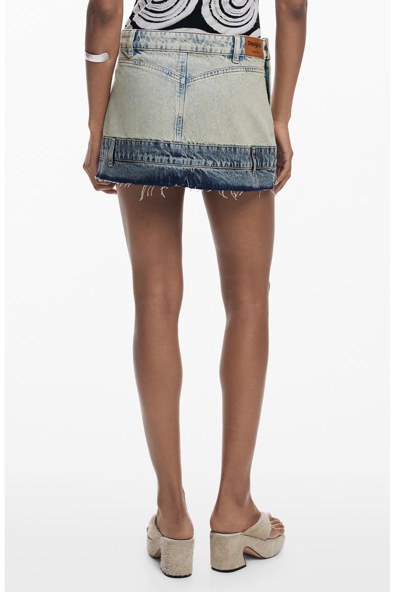 Double Waist Denim Miniskirt, Alternate, color, LIGHT BLUE
