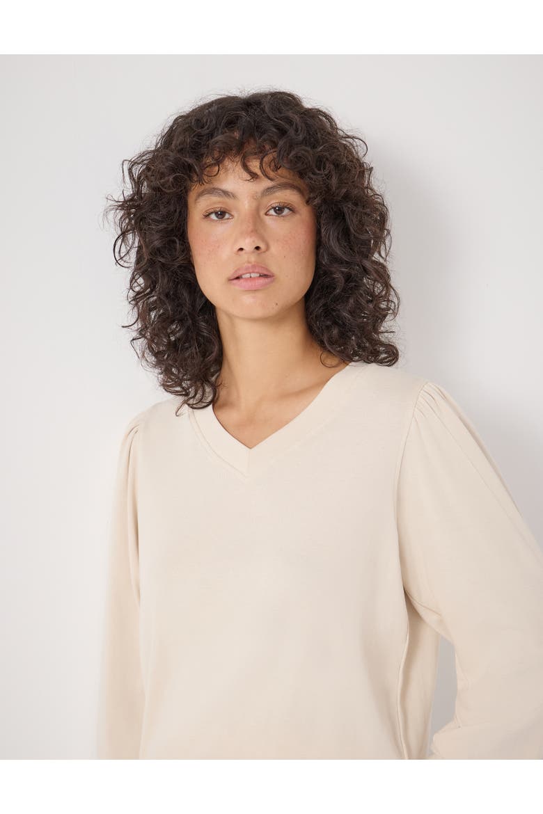 Emily V-Neck Puff Sleeve Top, Alternate, color, Almond