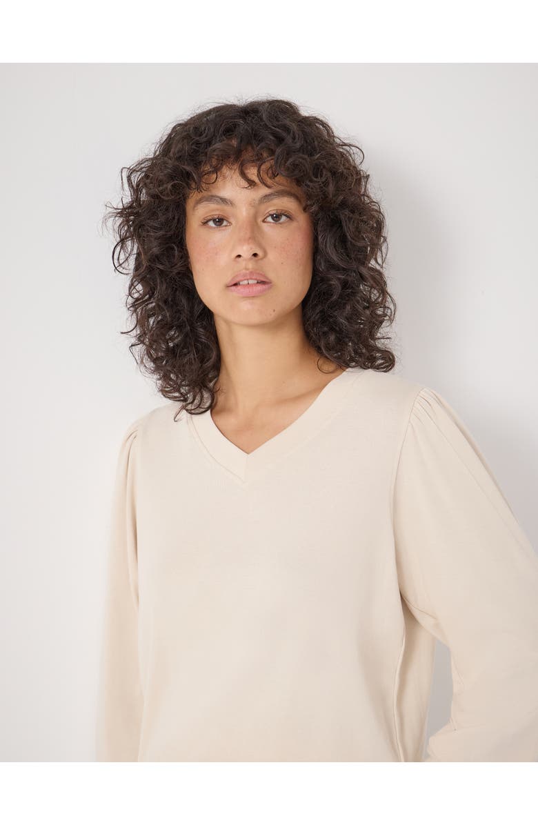 Hush Emily V-Neck Puff Sleeve Top, Alternate, color, Almond