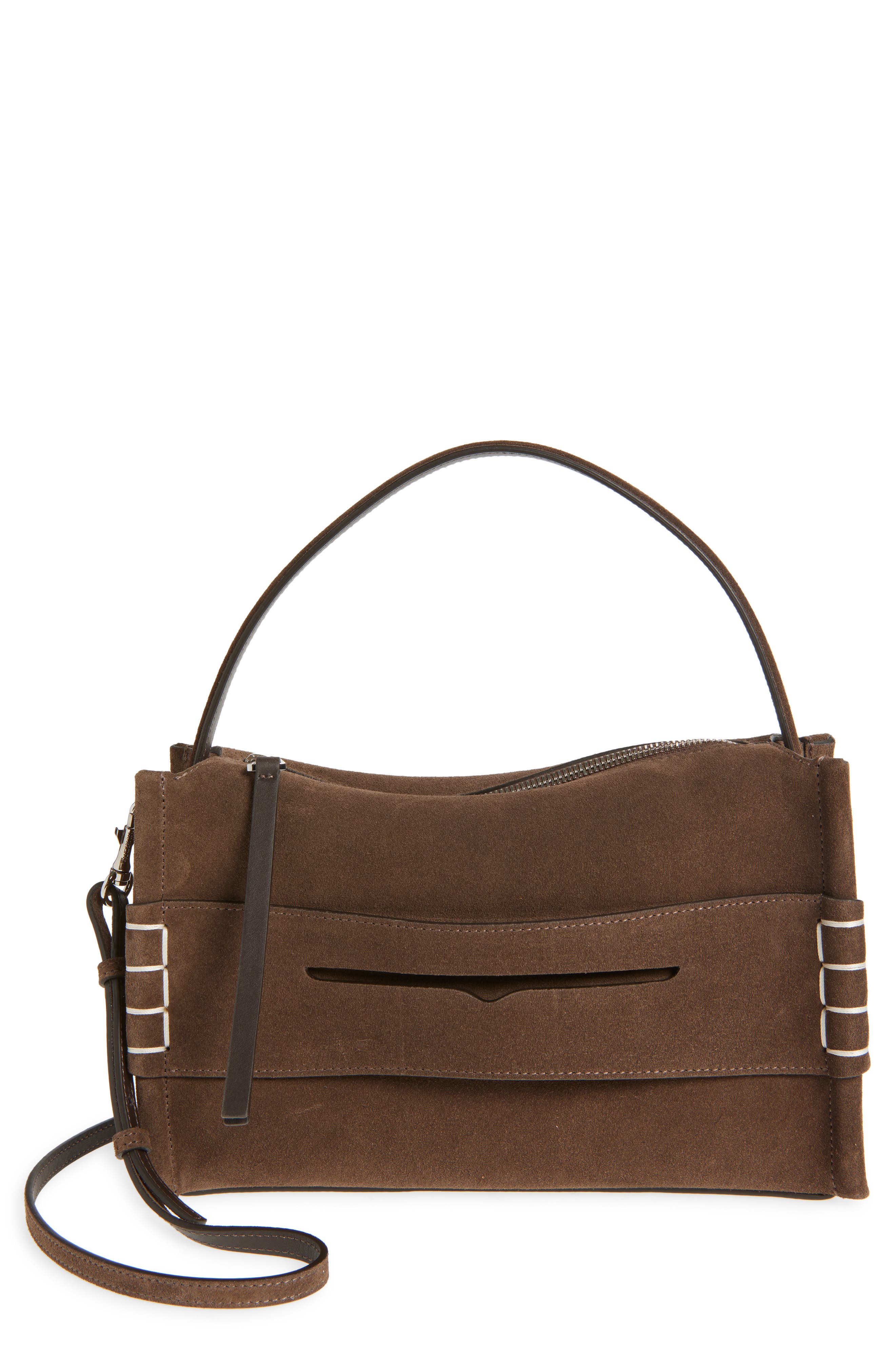 JW Anderson Loafer Suede Top Handle Bag, Main, color, 600 Brown