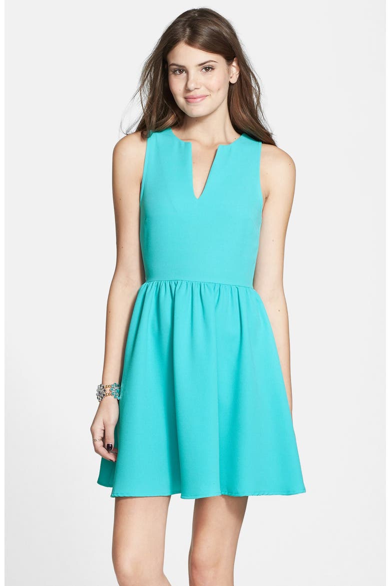 Notch Neck Skater Dress, Main, color, JADE