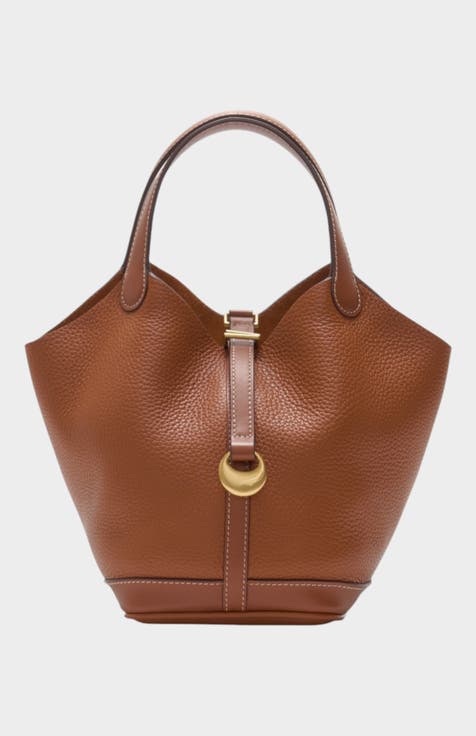Monaco Genuine Pebble Leather Bucket Bag