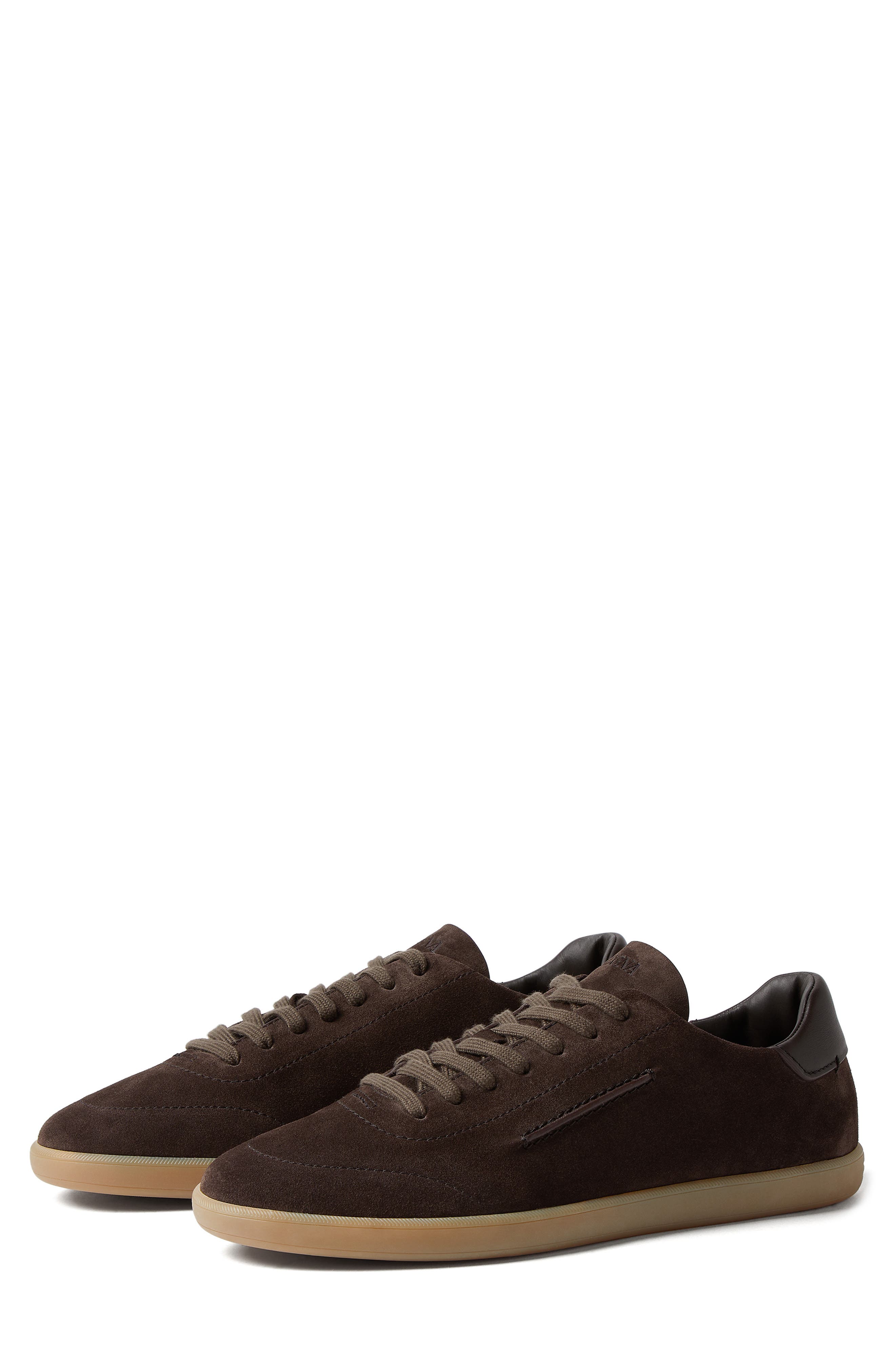 ZEGNA Dark Brown 232 Suede Low Top Sneaker, Main, color, 