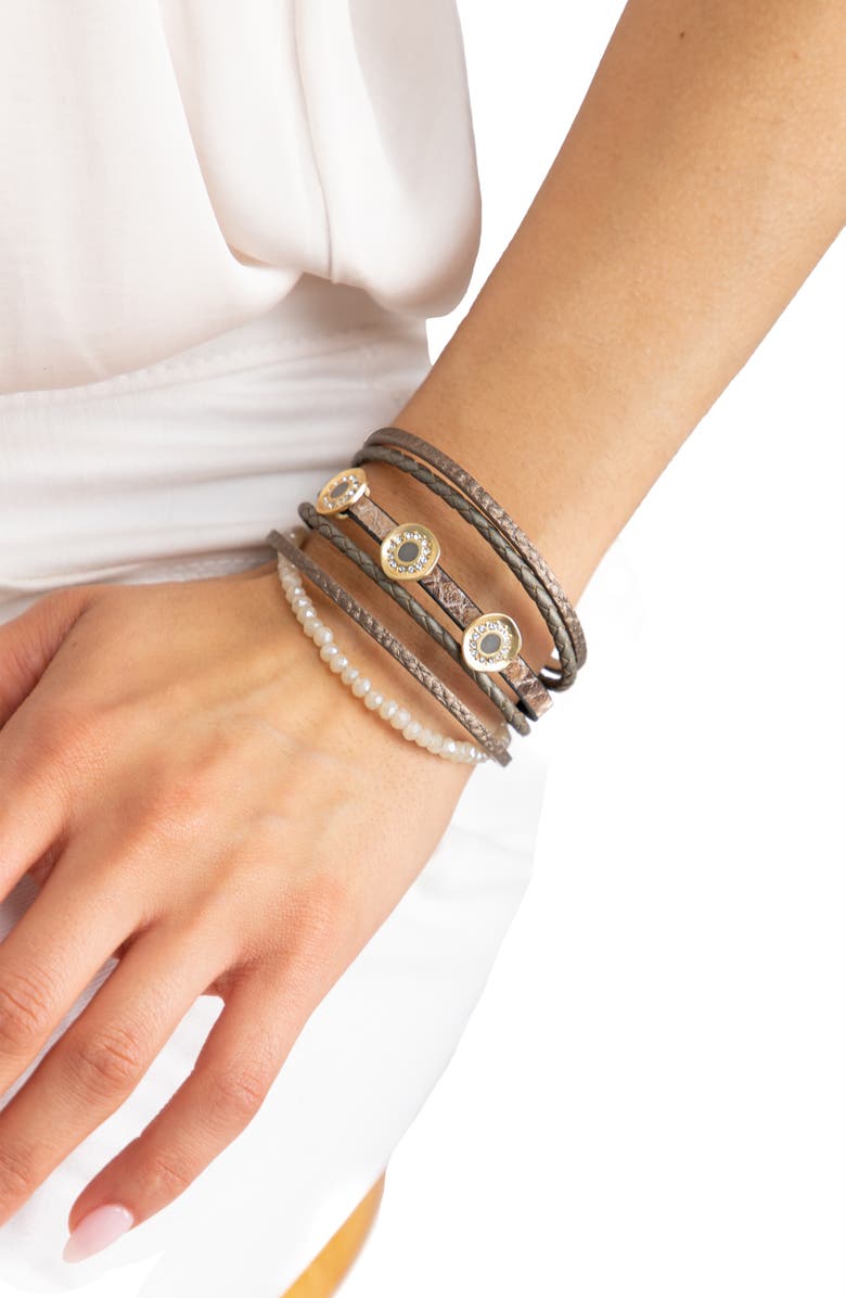 SAACHI Moondial Charm Multistrap Bracelet, Alternate, color, Brown